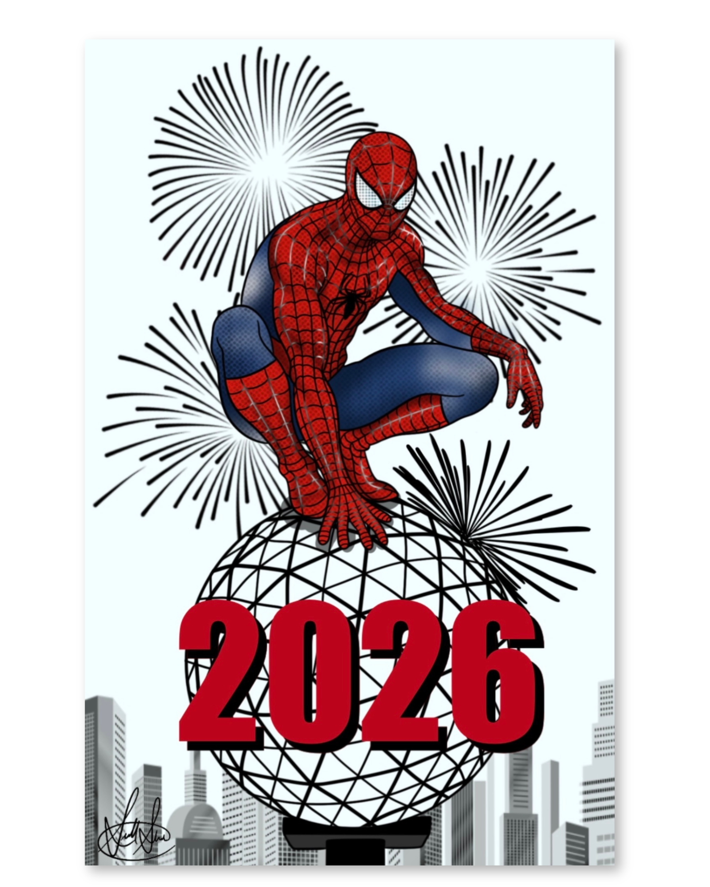 SPIDERMAN NEW YEAR'S 2026 EXCLUSIVE B/W COLOR SPLASH EMBOSSED FOIL SCOTT STRAKA LTD 25