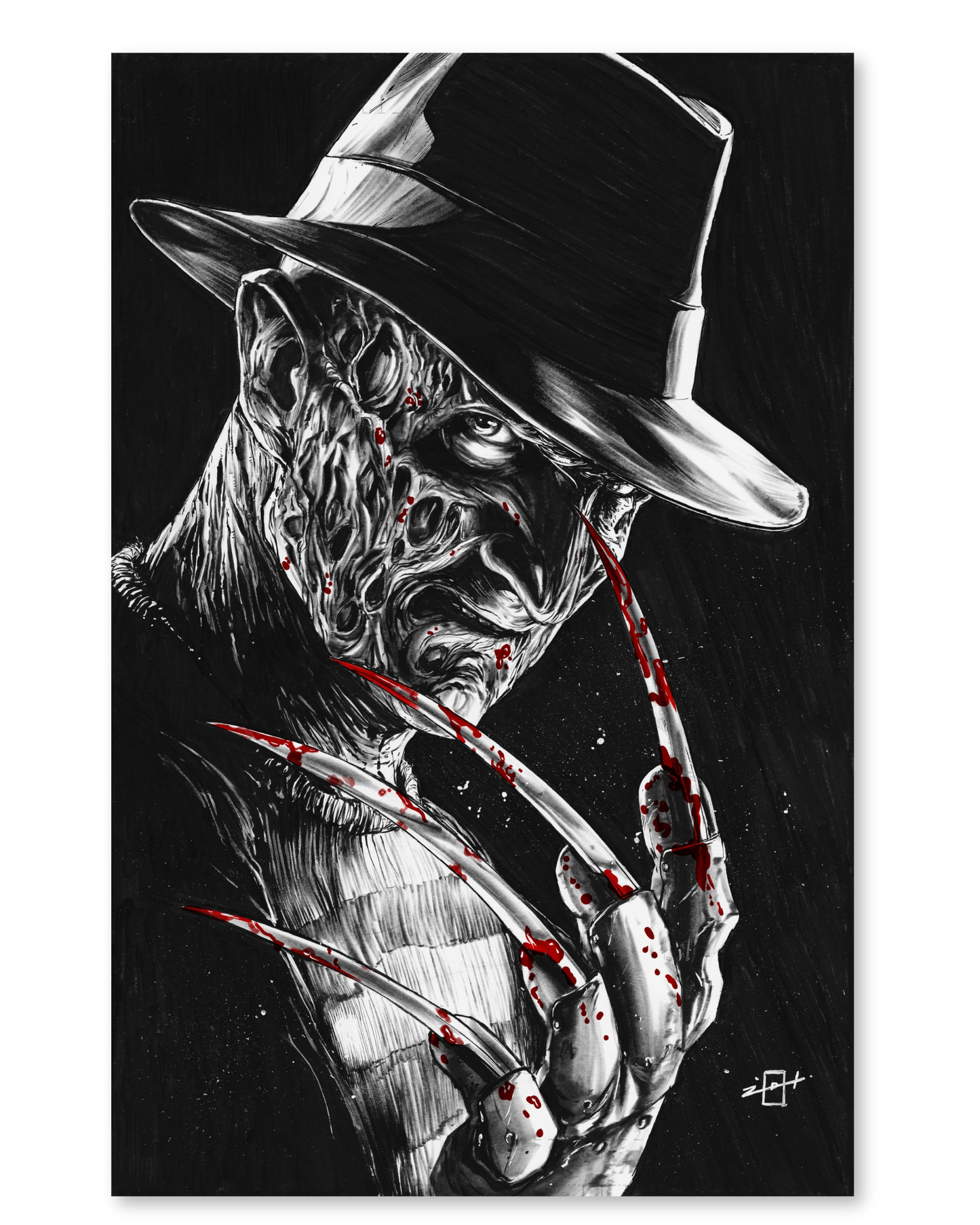 BALTIMORE COMIC-CON 2025 FREDDY KRUEGER B/W EMBOSSED FOIL JONATHAN URIBE LTD 100