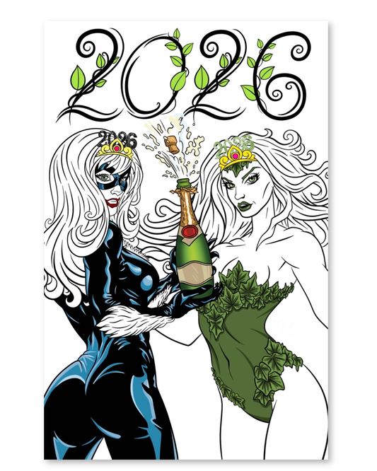 BLACK CAT x POISON IVY NEW YEAR'S 2026 EXCLUSIVE B/W COLOR SPLASH EMBOSSED FOIL SCOTT STRAKA LTD 25