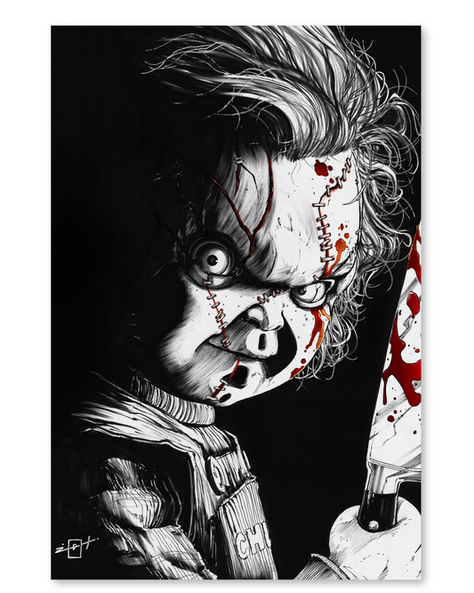 BALTIMORE COMIC-CON 2025 CHUCKY B/W EMBOSSED FOIL JONATHAN URIBE LTD 100