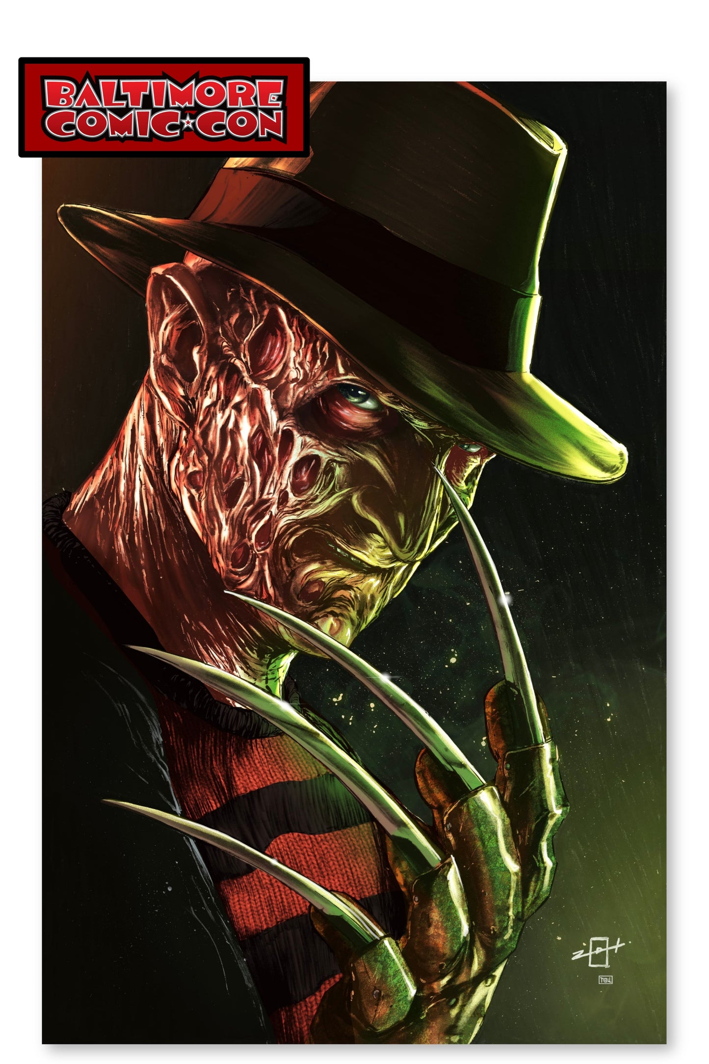 2025 BALTIMORE COMIC-CON FREDDY KRUEGER EMBOSSED FOIL JONATHAN URIBE - LTD 100