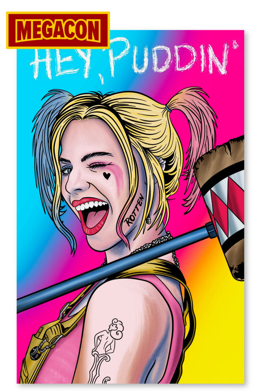 "HEY, PUDDIN'" - HARLEY EMBOSSED SPOT FOIL (FULL COLOR VARIANT) | 2026 MEGACON EXCLUSIVE | COVER BY SCOTT STRAKA (LTD 90)
