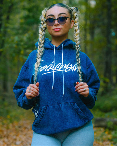 SOÍREMAÍN - MINERAL WASH BLUE HOODIE
